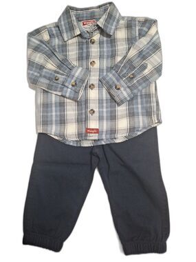 Boys Wrangler Shirt And Pant Set 12 Months Toddler Blue NWT